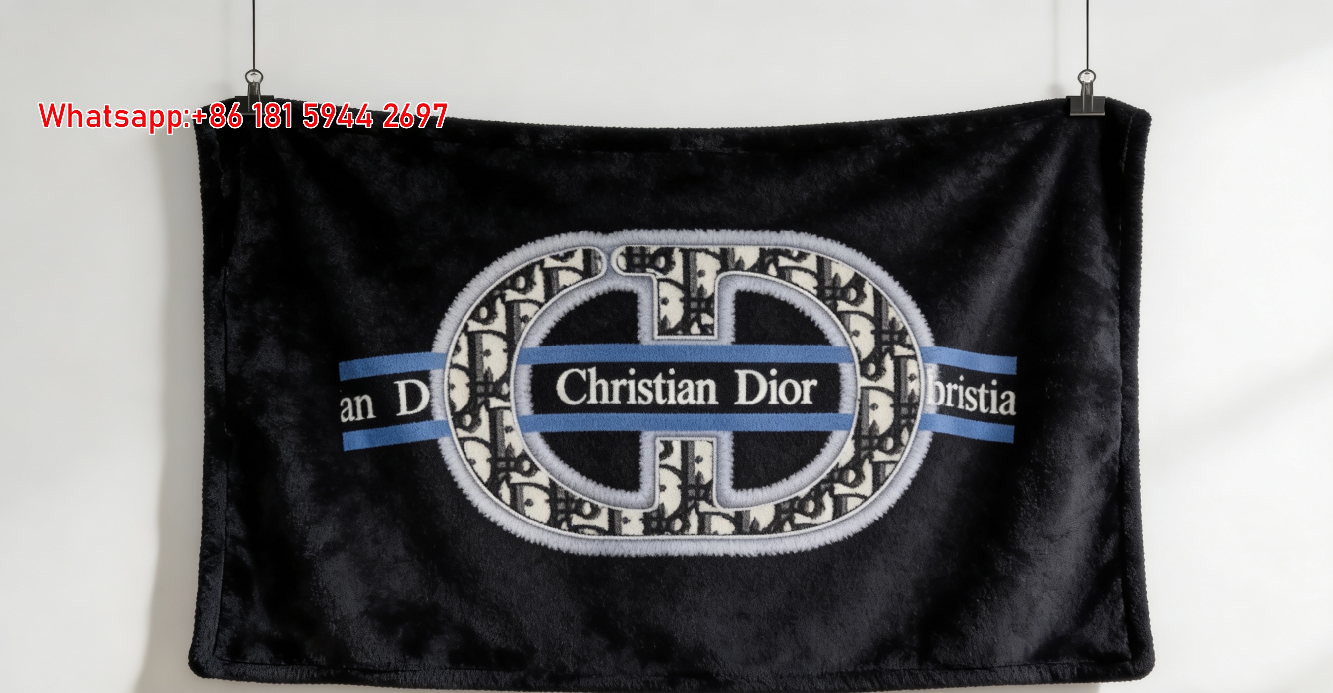Christian Dior CD Monogram Flannel Sofa Throw Blanket D456